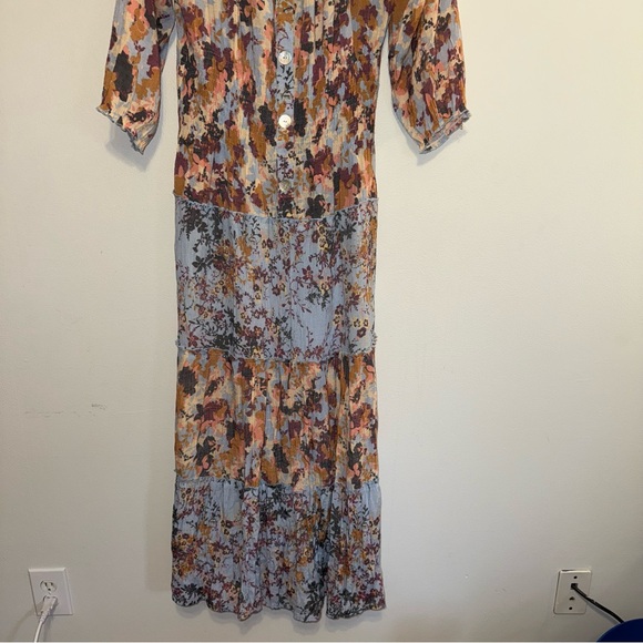 Anthropologie Fig and Flower Maxi Dress Floral Boho Button Front Floral Print L - Picture 3 of 9